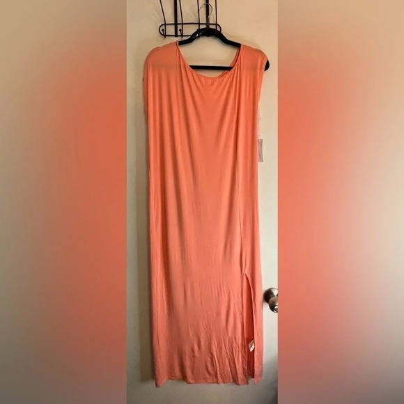 NWT Six/Fifty 93/7 Rayon/Spandex Peach colored size small Midi dress. - Picture 1 of 5